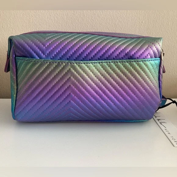 NWT Nicole Miller New York Iridescent Makeup Bag Pouch Bag Purple Blue Green - Picture 3 of 7